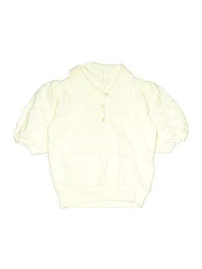 Pre-owned Janie And Jack Kids' Short Sleeve Blouse In Ivory