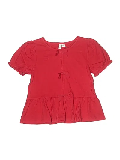 Pre-owned Janie And Jack Kids' Short Sleeve Blouse In Red