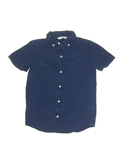 Pre-owned Janie And Jack Kids' Short Sleeve Button Down Shirt In Blue