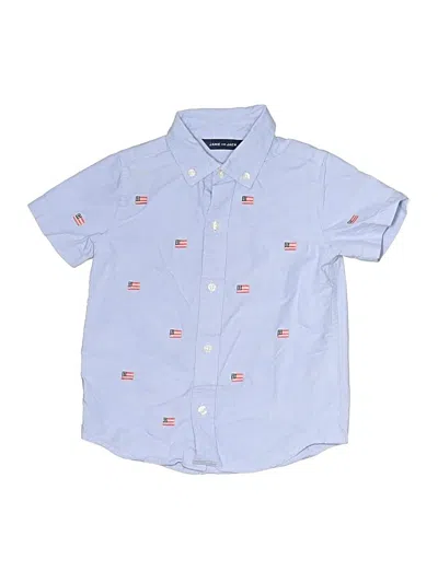 Pre-owned Janie And Jack Kids' Short Sleeve Button Down Shirt In Blue