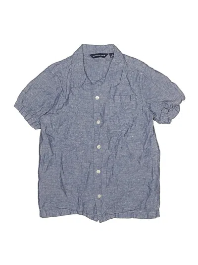 Pre-owned Janie And Jack Kids' Short Sleeve Button Down Shirt In Blue