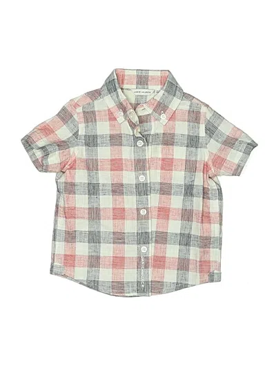Pre-owned Janie And Jack Babies' Short Sleeve Button Down Shirt In Gray