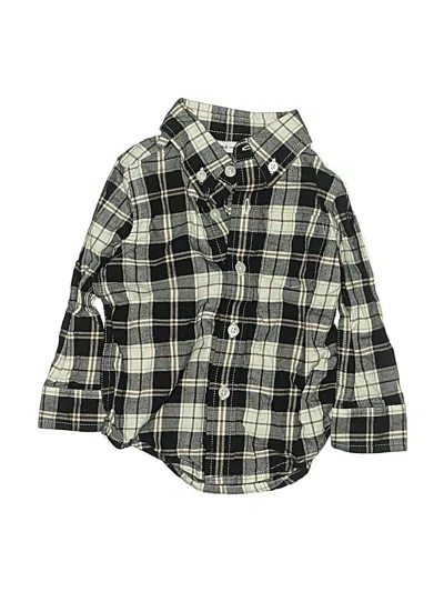 Pre-owned Janie And Jack Babies' Short Sleeve Button Down Shirt In Green