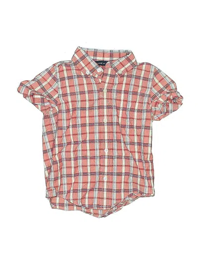 Pre-owned Janie And Jack Kids' Short Sleeve Button Down Shirt In Orange