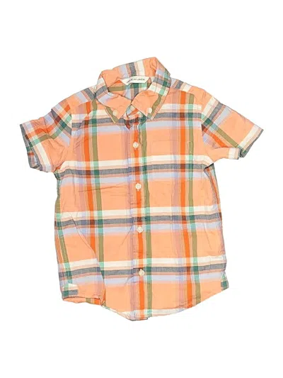Pre-owned Janie And Jack Kids' Short Sleeve Button Down Shirt In Orange