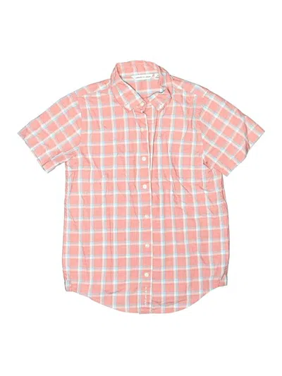Pre-owned Janie And Jack Kids' Short Sleeve Button Down Shirt In Orange