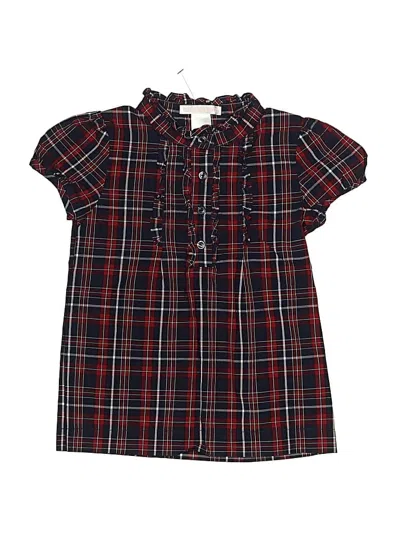Pre-owned Janie And Jack Kids' Short Sleeve Button Down Shirt In Red