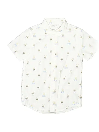 Pre-owned Janie And Jack Kids' Short Sleeve Button Down Shirt In White