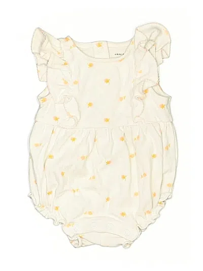 Pre-owned Janie And Jack Babies' Short Sleeve Onesie In Ivory