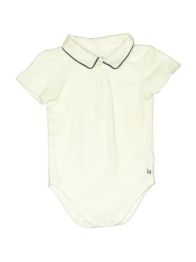 Pre-owned Janie And Jack Kids' Short Sleeve Onesie In White