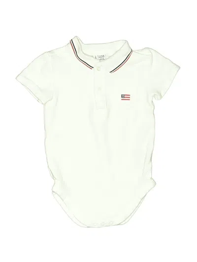 Pre-owned Janie And Jack Kids' Short Sleeve Onesie In White