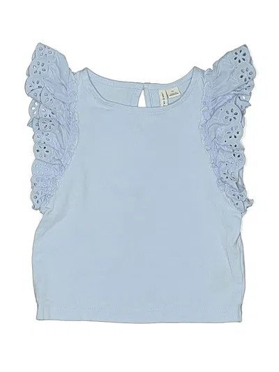 Pre-owned Janie And Jack Kids' Short Sleeve Top Blue Ruffles Neckline Tops