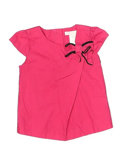 Pre-owned Janie And Jack Kids' Short Sleeve Top Pink Ruffles Neckline Tops