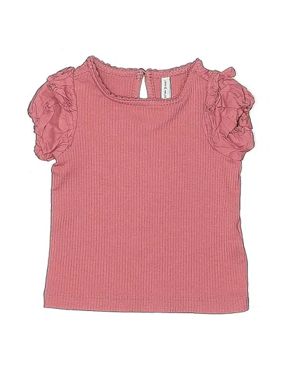 Pre-owned Janie And Jack Babies' Short Sleeve Top Pink Ruffles Neckline Tops