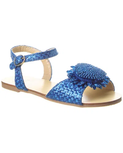 Janie And Jack Straw Flower Sandal In Blue