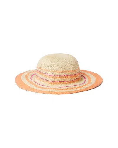 Janie And Jack Stripe Straw Swim Hat In Orange