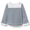 Janie And Jack Striped Bell Sleeve Top In Blue