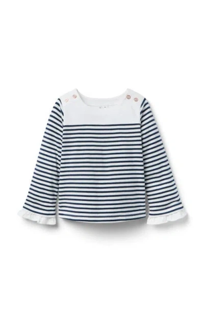 Janie And Jack Kids'  Striped Bell Sleeve Top In White