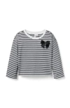 Janie And Jack Striped Bow Top In Black