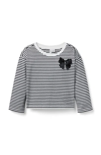 Janie And Jack Kids'  Striped Bow Top In Black