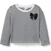 Janie And Jack Striped Bow Top In Black