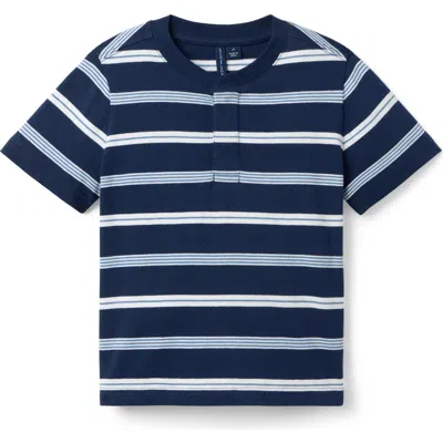 Janie And Jack Babies'  Striped Henley Tee In Blue