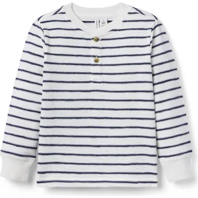 Janie And Jack Kids'  Striped Henley Tee In White