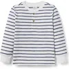 Janie And Jack Striped Henley Tee In White