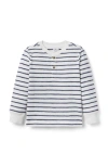 Janie And Jack Striped Henley Tee In White