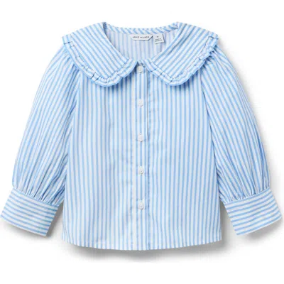 Janie And Jack Babies'  Striped Ruffle Collar Top In Blue