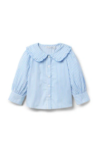 Janie And Jack Kids'  Striped Ruffle Collar Top In Blue