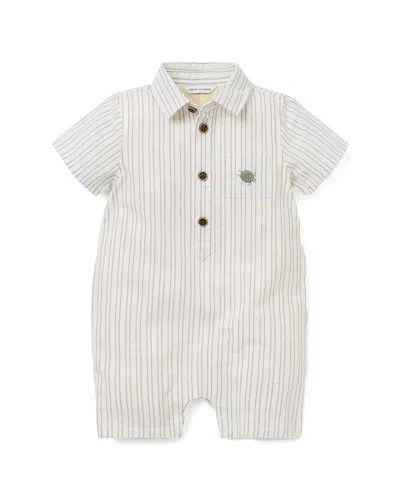 Janie And Jack Kids' Striped Sea Turtle Romper In Neutral