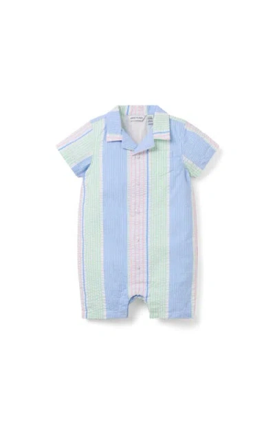 Janie And Jack Babies'  Striped Seersucker Romper In Blue