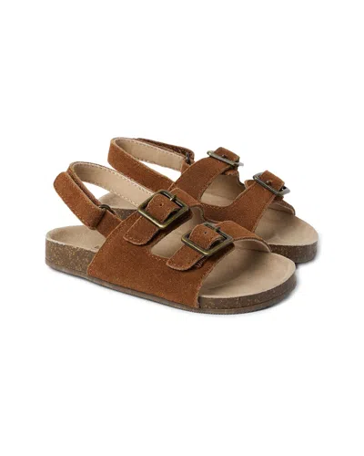 Janie And Jack Suede Buckle Sandal In Brown