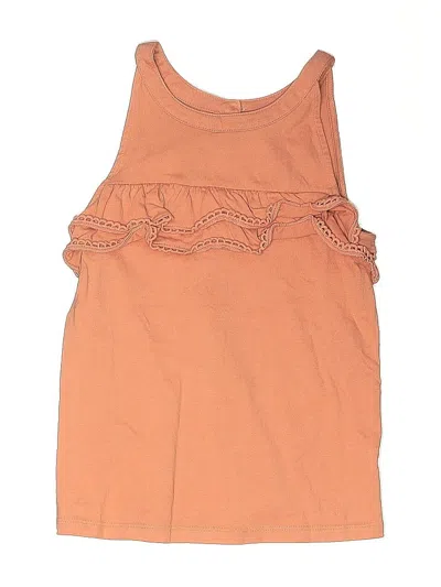 Pre-owned Janie And Jack Kids' Tank Top Orange Ruffles Neckline Tops