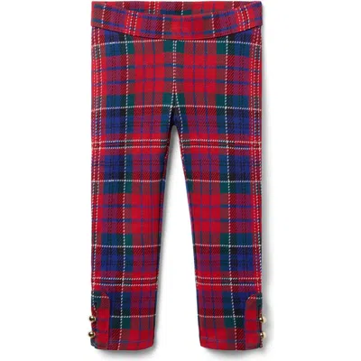 Janie And Jack Babies'  Tartan Button Cuff Pant In Red