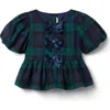 Janie And Jack Tartan Peplum Bow Top In Multi