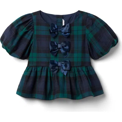 Janie And Jack Kids'  Tartan Peplum Bow Top In Multi