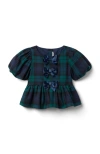 Janie And Jack Tartan Peplum Bow Top In Multi
