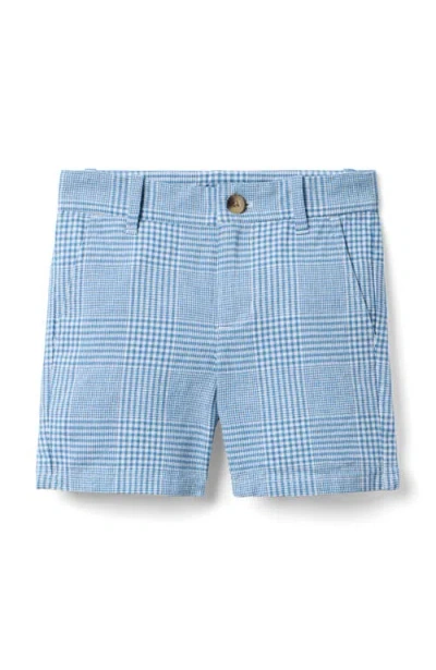 Janie And Jack Babies'  Tattersall Linen-cotton Short In Blue