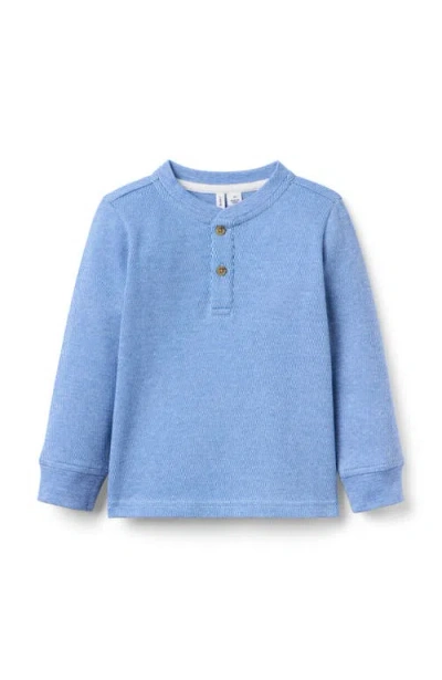 Janie And Jack Kids'  Textured Jacquard Henley Tee In Blue