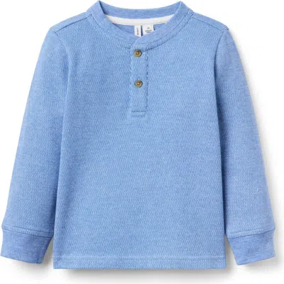 Janie And Jack Babies'  Textured Jacquard Henley Tee In Blue