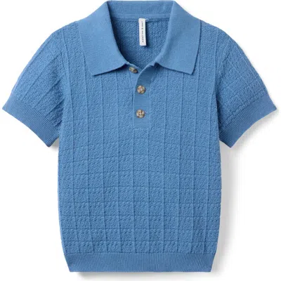 Janie And Jack Babies'  Textured Knit Polo In Blue