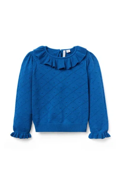 Janie And Jack Babies'  Textured Ruffle Collar Sweater In Blue