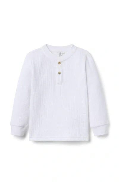 Janie And Jack Babies'  Textured Waffle Henley Tee In White