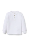Janie And Jack Textured Waffle Henley Tee In White