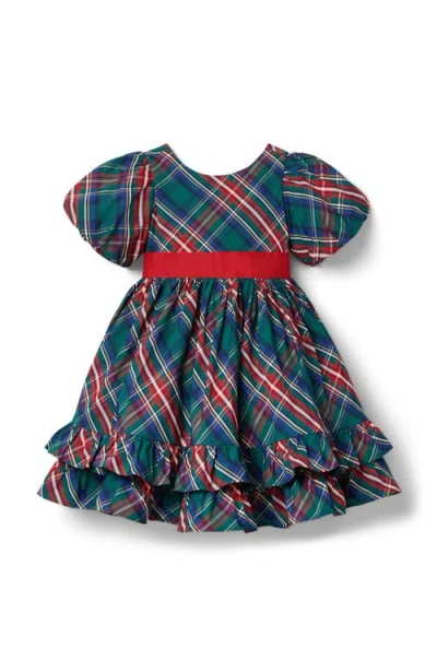 Janie And Jack Babies'  The Bow-tied Tartan Dress In Green