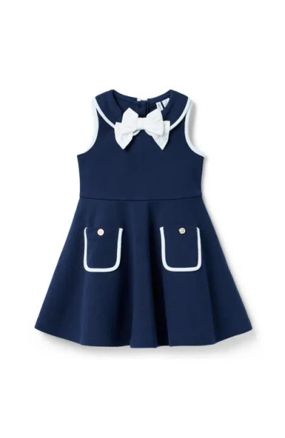 Janie And Jack Babies'  The Classic Bow Ponte Dress In Blue