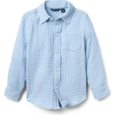 Janie And Jack Babies'  The Cotton Gauze Shirt In Blue