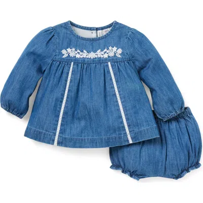Janie And Jack The Embroidered Chambray Matching Baby Set In Blue